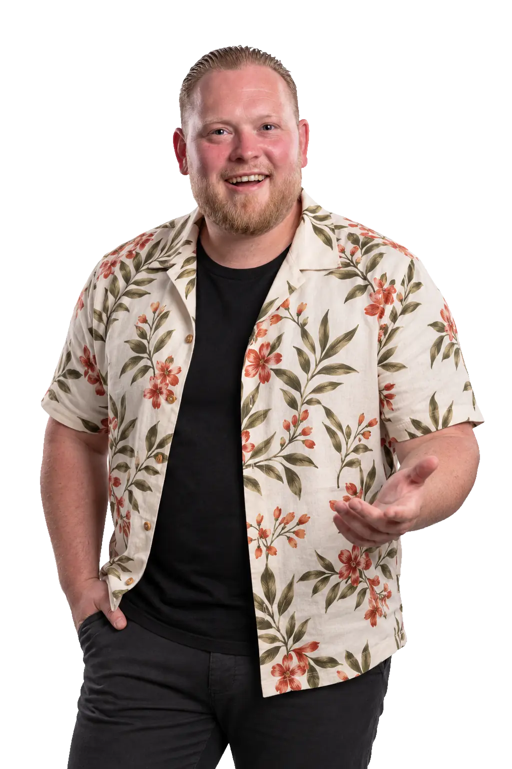 Kevin Froger in een zomers overhemd